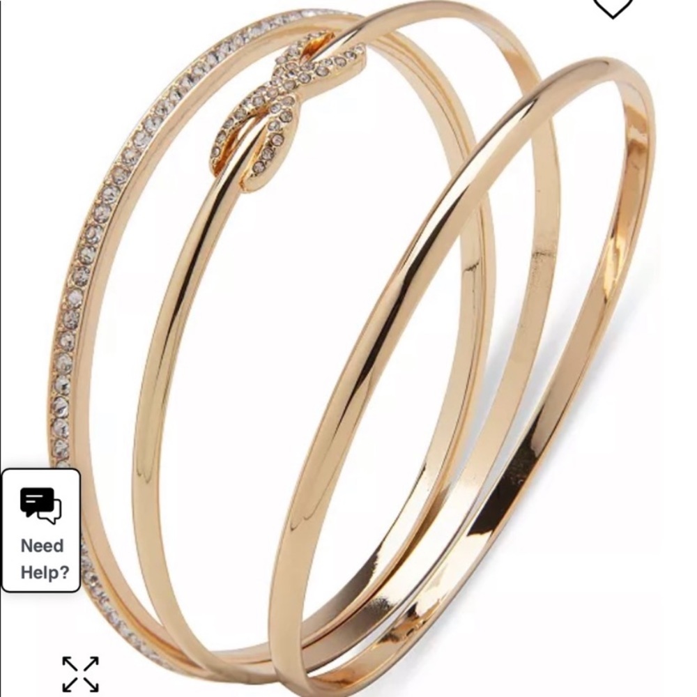 Anne Klein 3 Bracelet Set -Gold-Tone 3-Pc. Set Pavé Infinity Bangle Bracelets